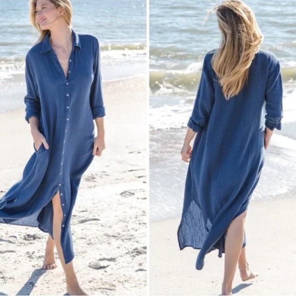 NATURAL LIFE Dresses Natural Life Drew Breezy Cotton Gauze Button